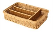 SUNNEX – POLYPROPYLENE RATTAN CUTLERY BASKET 40 x 30 x 6.5 CM 4 DIVISIONS / DARK BROWN