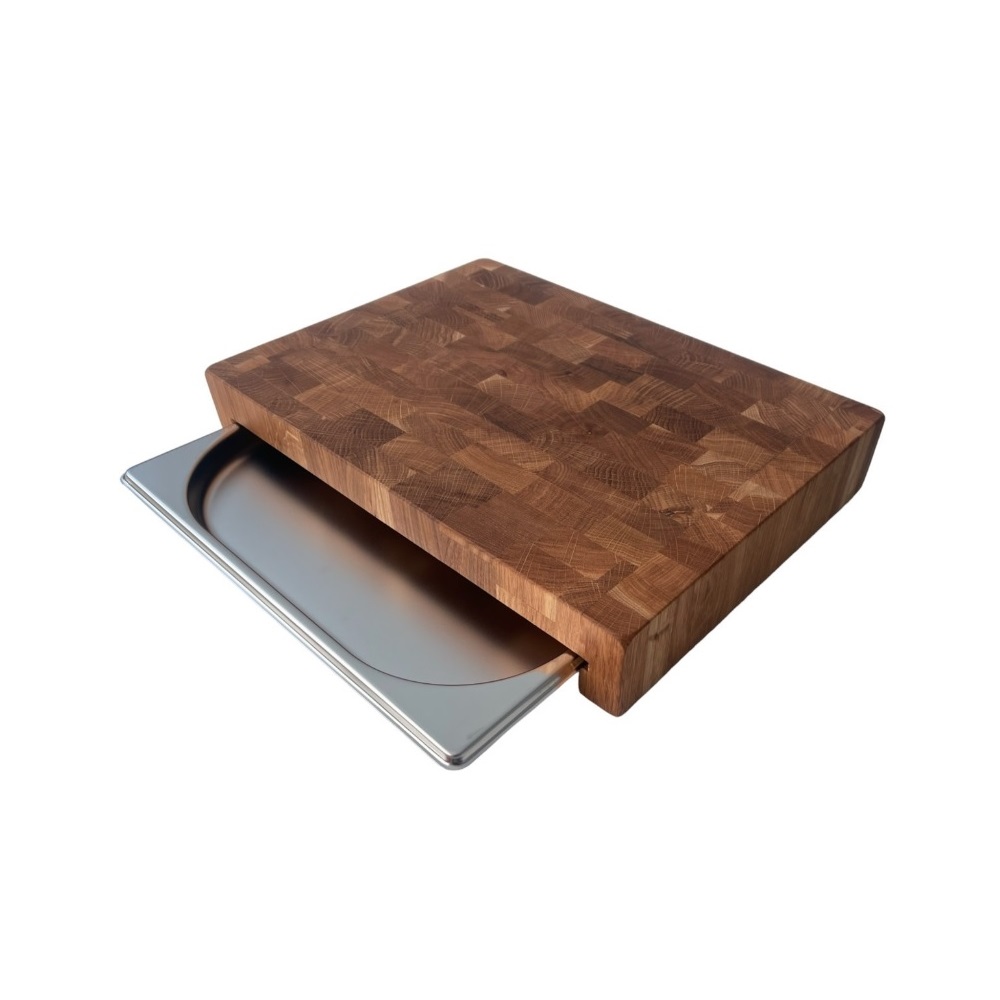 CHEFS SOUL – OAKTRAY WOOD CUTTING BOARD WITH ST/ST TRAY 37x27x5 CM NATURAL OAK