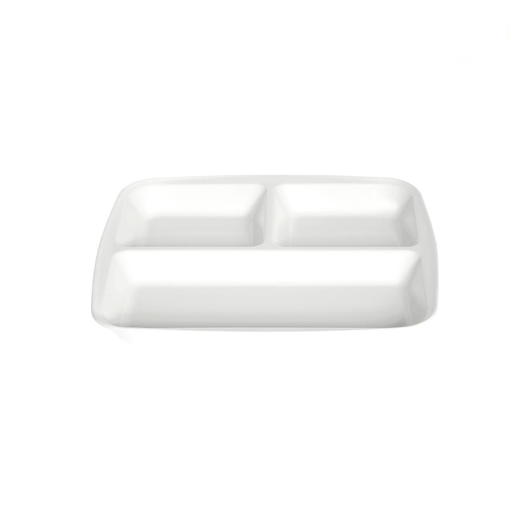 MELAWARE – MELAMINE 3 COMPARTMENT TRAY WHITE 26.5 x 24.5 CM