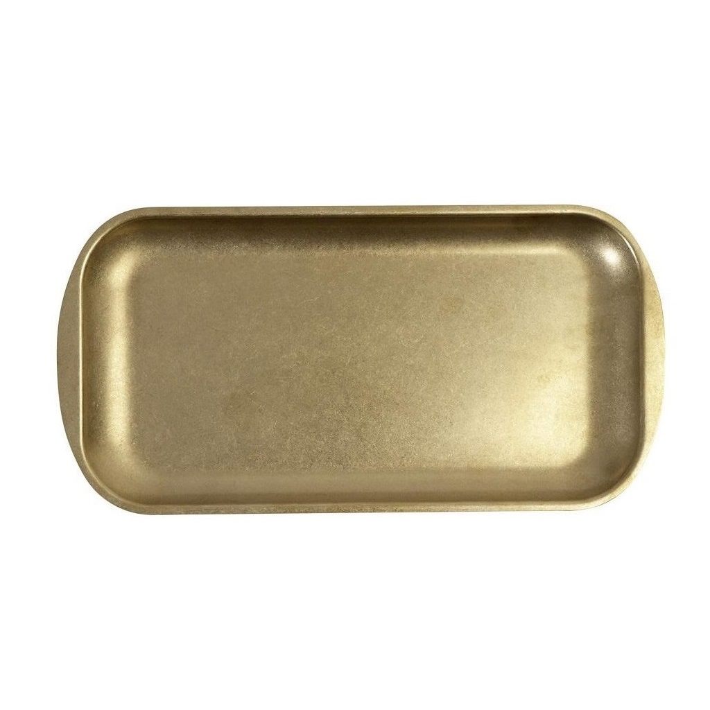 ESPIEL – SNOW ST/ST RECTANGULAR PLATE GOLD 33 x 16.5 CM