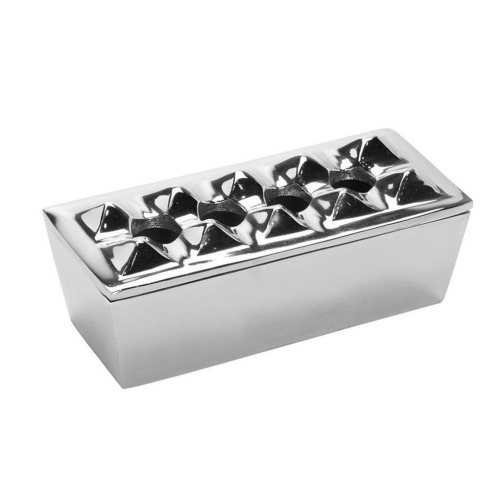 ESPIEL – SILVER WINDPROOF ALUMINUM ASHTRAY RECTANGULAR 18 x 8 CM