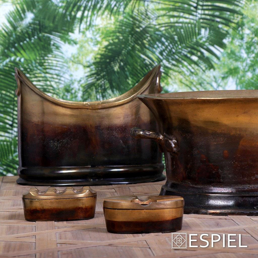 ESPIEL – BRONZE ALUMINIUM WINDPROOF ASHTRAY OVAL 11 x 8 CM