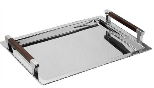 LAA – DELUXE INOX TRAY WITH WOOD HANDLE 49 x 37 CM 213077