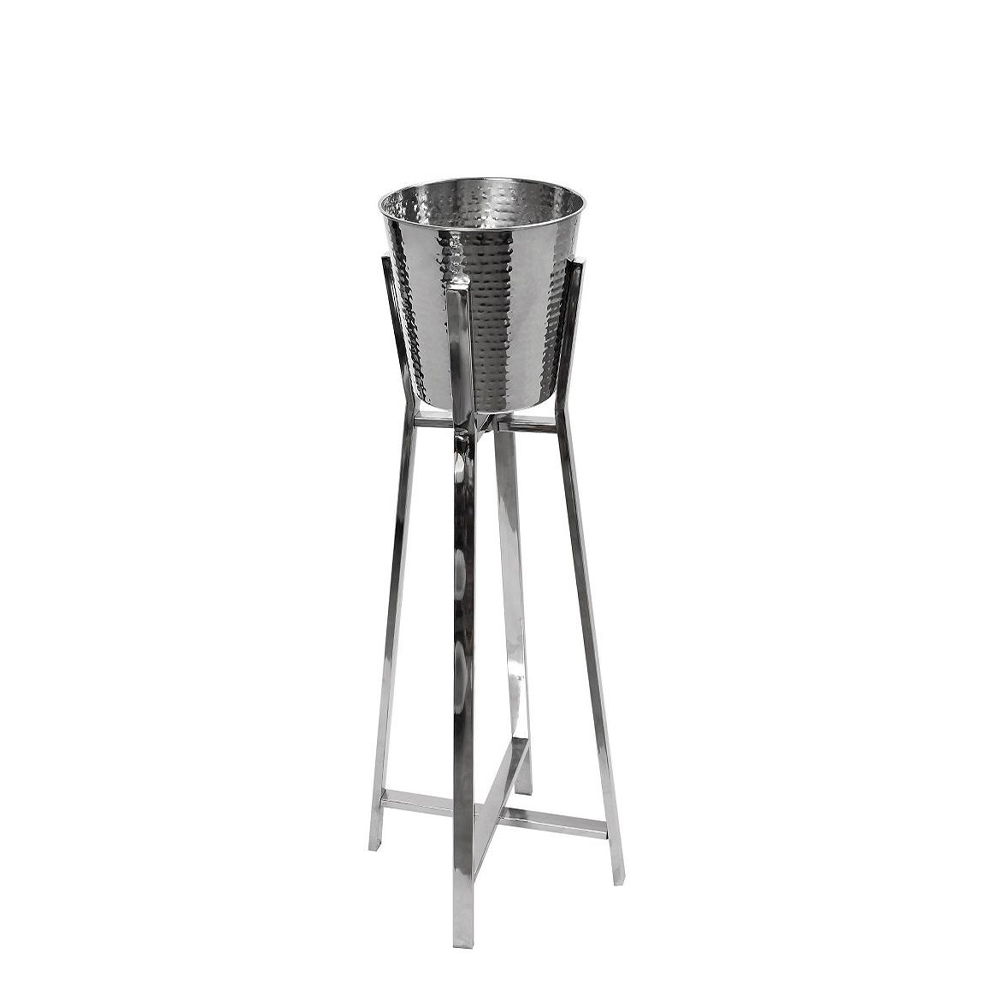 ESPIEL – ST/ST HAMMERED CHAMPAGNE BUCKET WITH STAND 34 CM H:92 CM