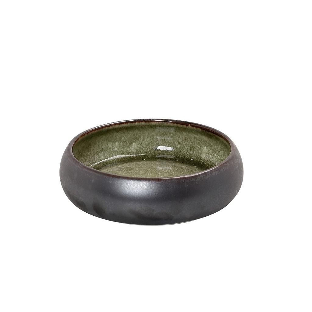 ESPIEL – PEBBLE GREEN/BLACK ROUND BOWL 17 CM