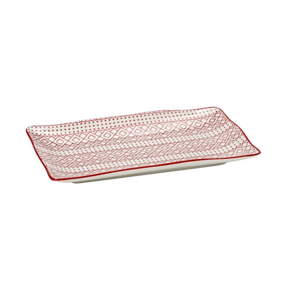 ESPIEL – CHARLOTTE RECTANGULAR PLATE RED/WHITE 18 x 10.5 CM