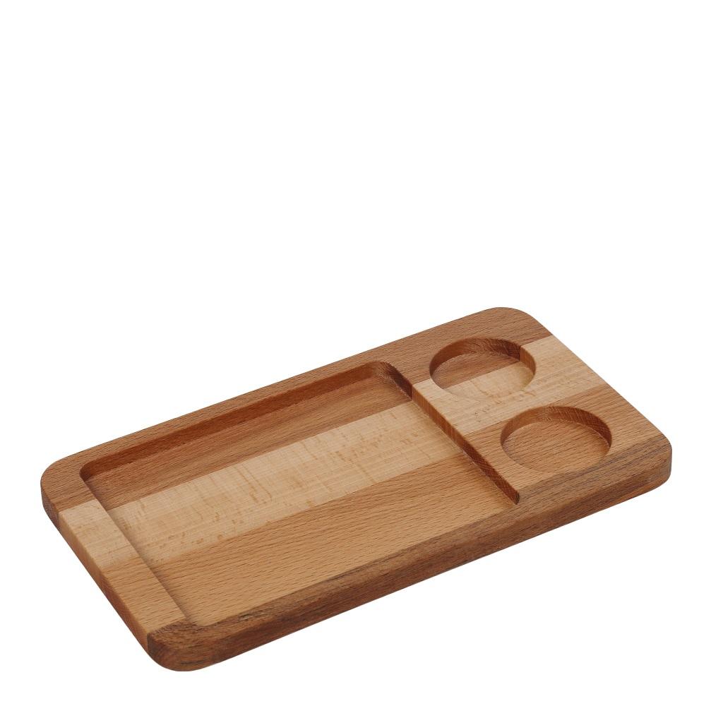 ESPIEL – WOODEN SERVING PLATTER WITH PLACE FOR 2 RAMEKIN 28X16 CM