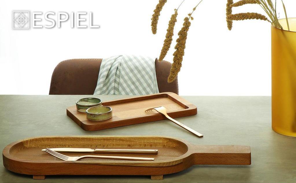 ESPIEL – WOODEN SERVING PLATTER WITH PLACE FOR 2 RAMEKIN 28X16 CM