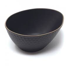 LE COQ – KYPSELI STONEWARE MATT BLACK ANGULAR BOWL 20.5 X 16 CM / H 9 CM