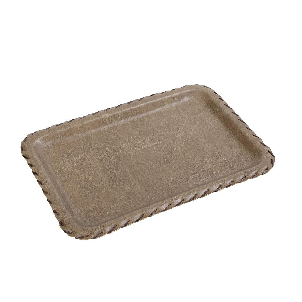 ESPIEL – RECTANGULAR LEATHER TRAY BEIGE 47X37 CM