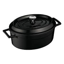 CAST IRON OVAL CASSEROLE 21 x 27 CM / 3.90 LT BLACK