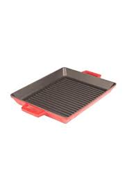 LAVA CAST IRON GRIDDLE/GRILL REVTANGULAR PAN 45 x 25 CM RED