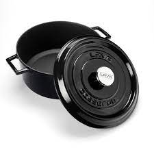 CAST IRON ROUND POT BLACK 24 CM WITH LID H:12.5 CM 4.5 LT