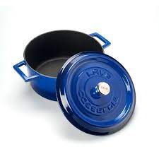 CAST IRON ROUND POT BLUE 24 CM WITH LID H:12.5 CM 4.5 LT