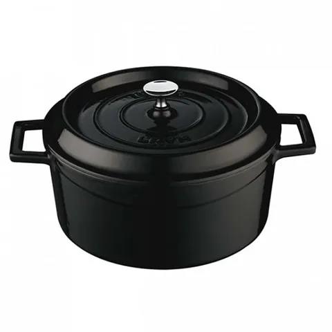 CAST IRON ROUND POT BLACK 28 CM WITH LID H:13.5 CM 6.7 LT