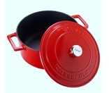 CAST IRON ROUND POT RED 28 CM WITH LID  H:13.5 CM 6.7 LT