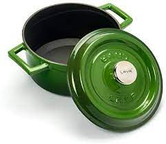 CAST IRON ROUND POT GREEN 28 CM WITH LID H:13.5 CM 6.7 LT