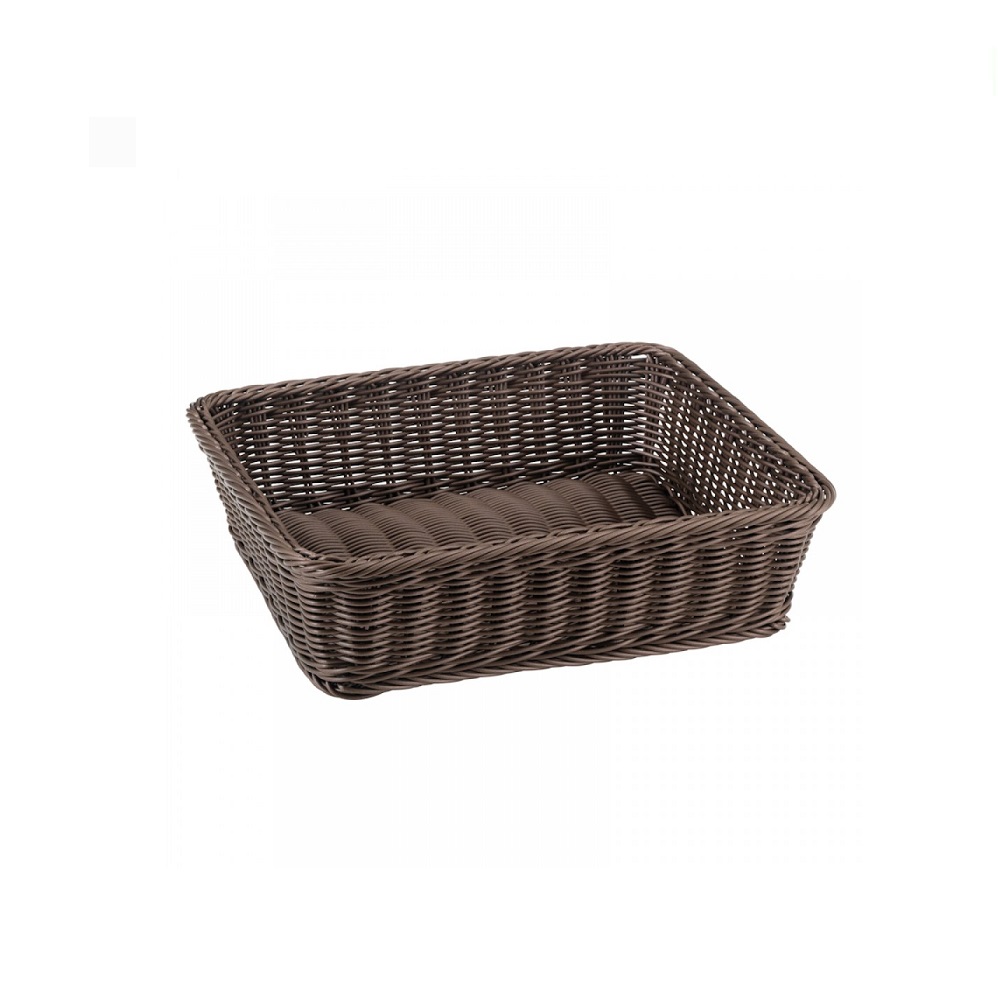 GB – POLYRATTAN BASKET 1/2 x 10 CM OLD WOOD LOOK