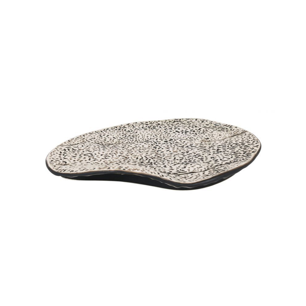 VIEJO – TEIDE BLACK BEIGE OVAL ORGANIC SHAPE TRAY 31 X 22 X 4 CM