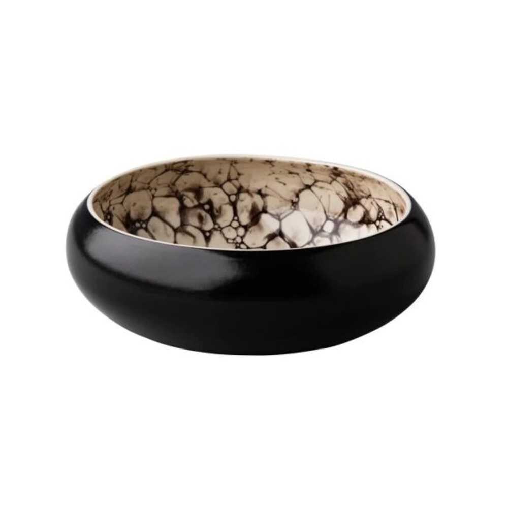 RAW – DEEP BOWL BUBBLE BLACK SATIN 19 x 6.5 CM