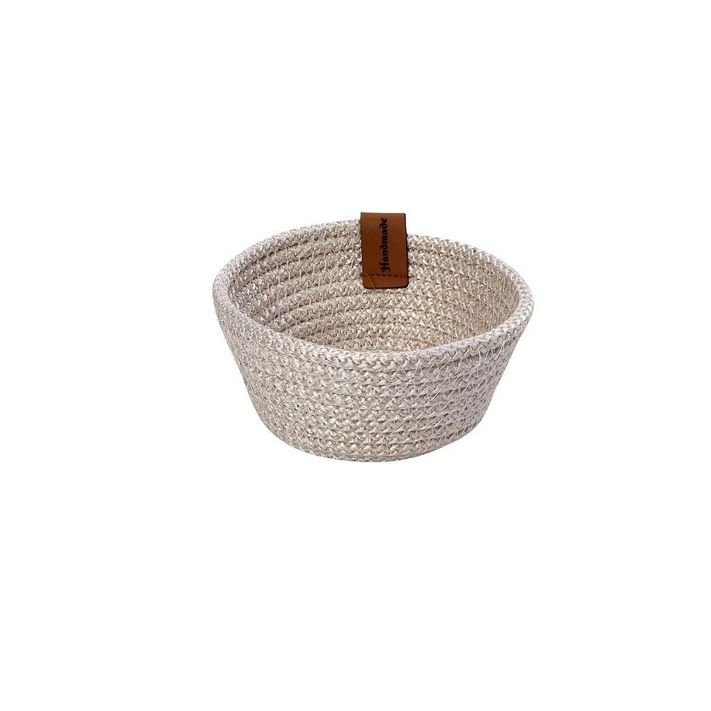 ESPIEL – ROPE BREAD BASKET BEIGE ROUND 13 x 6 CM