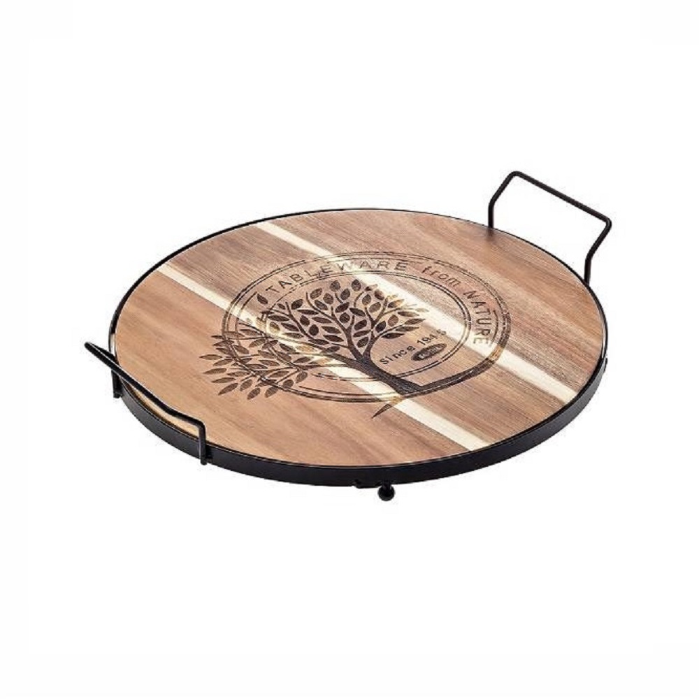 LEONE – ACACIA ROUND BOARD WITH HANDLES ø35 x 7 CM