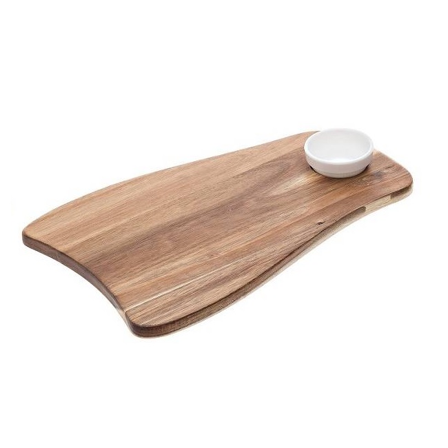 LEONE – ACACIA RECTANGULAR IRREGULAR TRAY WITH BOWL 40 x 25 x 1.5 CM