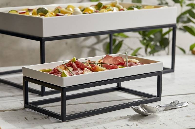 LEONE – BLACK IRON BUFFET STAND GN 2/4 53 x 16.5 x 8 CM