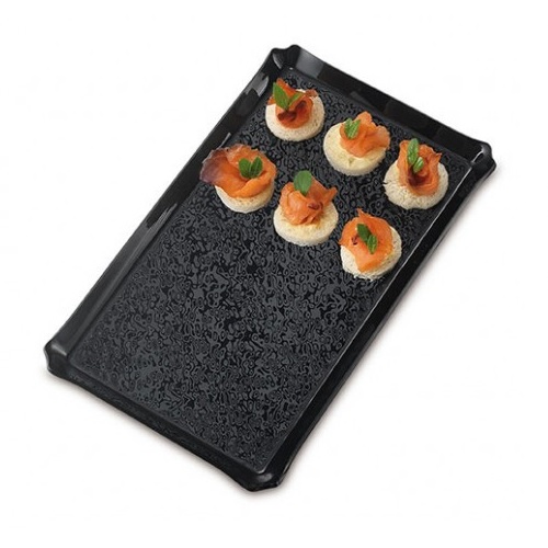 GB – ONDA MEDIUM PEEBLE PRESENTATION TRAY 20 x 40 CM BLACK