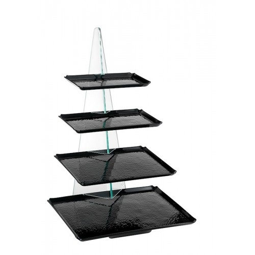 GB – ONDA STAND INOX WITH 4 BLACK TRAYS 30x40x58 CM