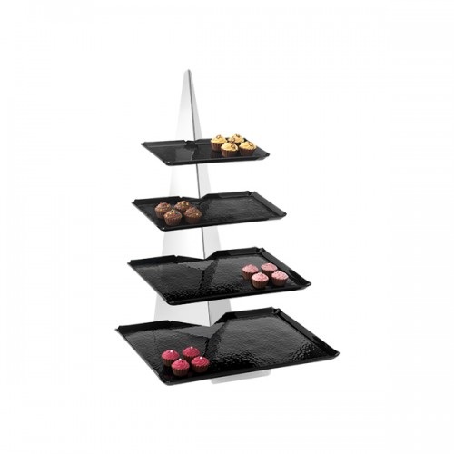 GB – ONDA STAND INOX WITH 4 BLACK TRAYS 30x40x58 CM