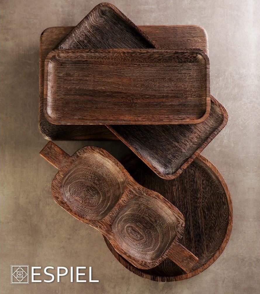 ESPIEL – WOODEN TRAY BROWN 38 x 20 CM 247140