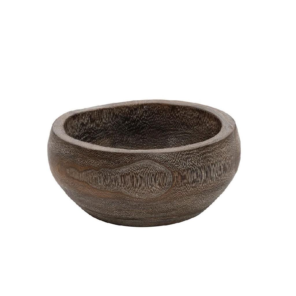 ESPIEL – BROWN WOODEN BOWL 17 CM X H 8 CM