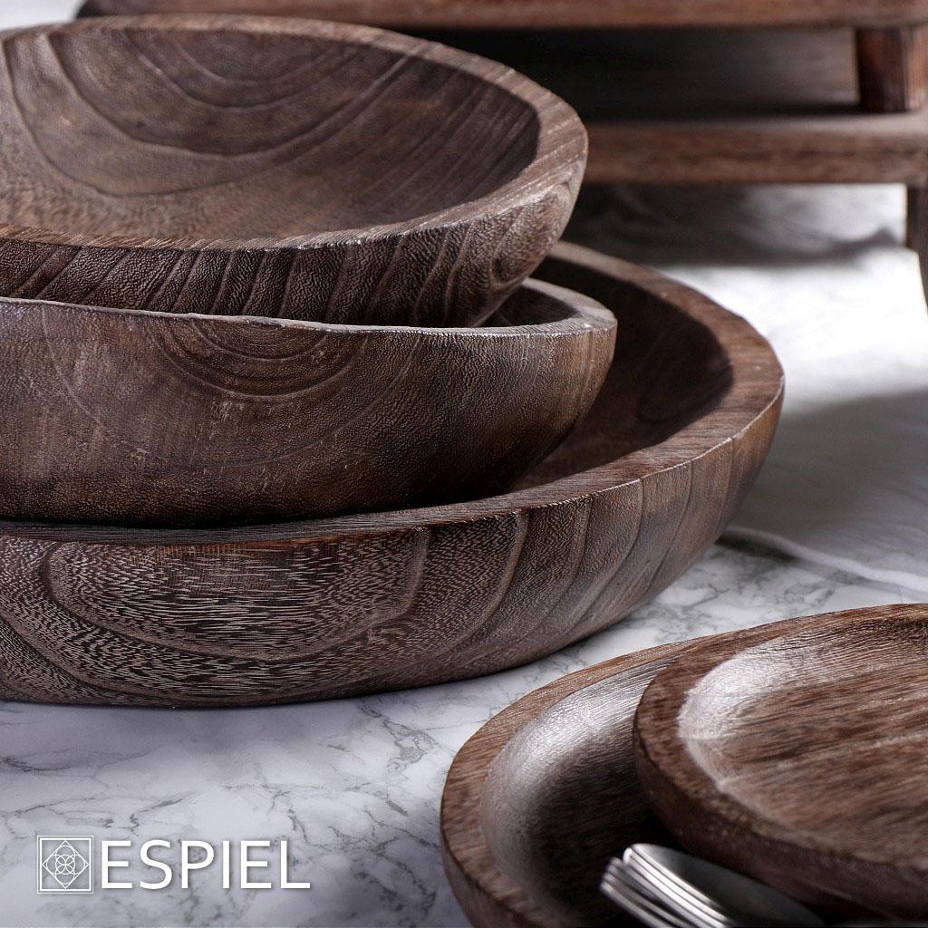 ESPIEL – WOODEN BOWL BROWN 38X7CM