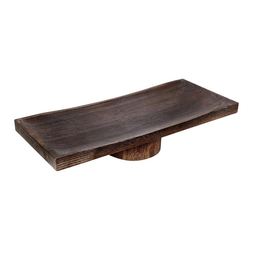 ESPIEL – WOODEN TRAY DARK BROWN FOOTED RECTANGULAR 70 x 30 CM