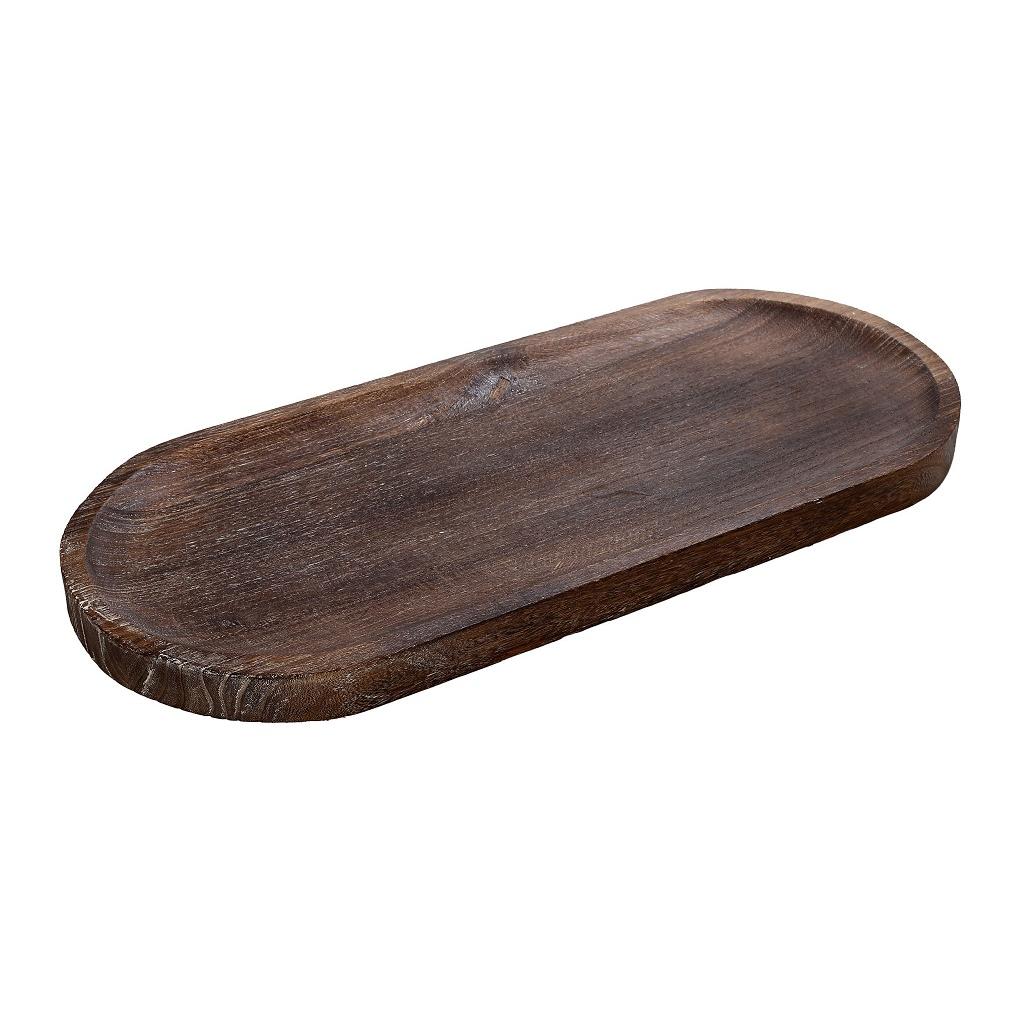 ESPIEL – WOODEN TRAY DARK BROWN OVAL 70 x 40 CM