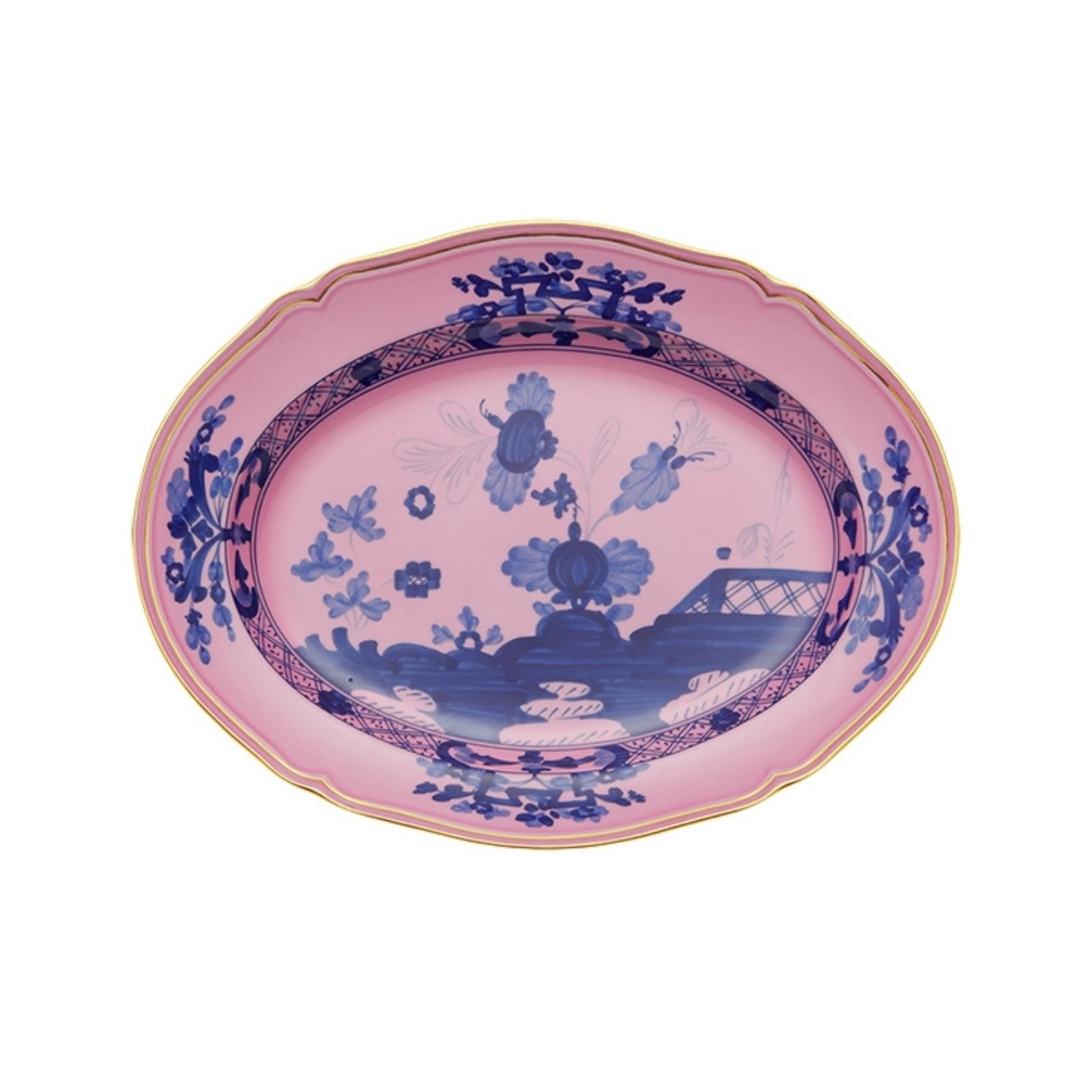 Oriente Ita.Azalea Oval Flat Platter Cm 38,5 In. 15 Antico Doccia Shape Ginori 1778