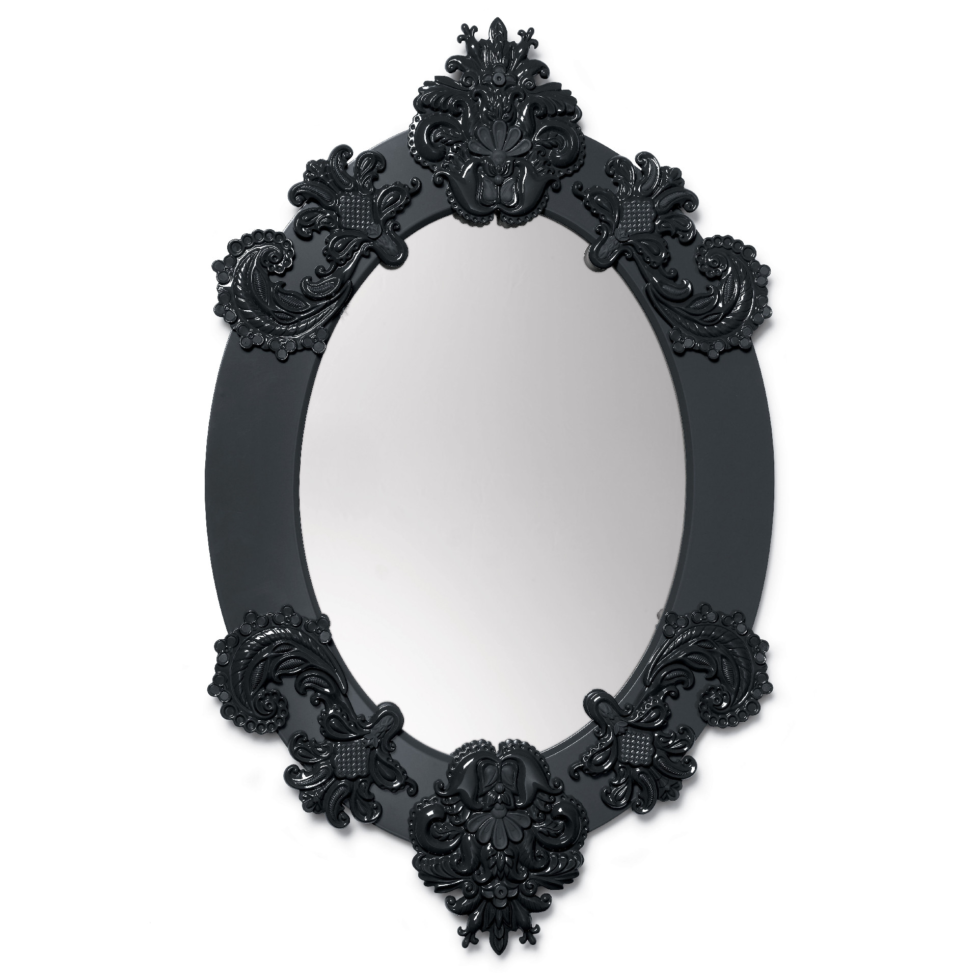 Oval Wall Mirror. Black  Lladró
