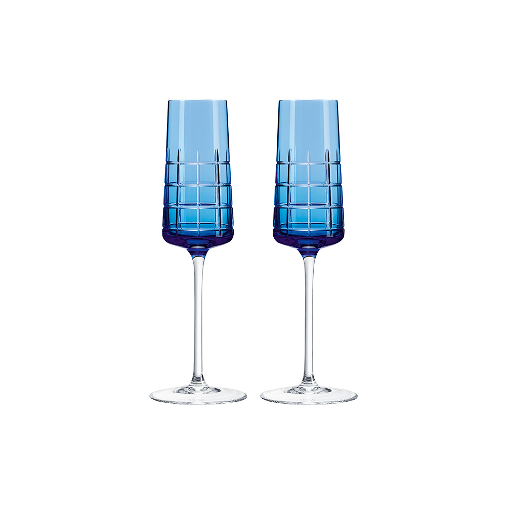 Blue champagne flutes set 2 pcs. Graphik Christofle