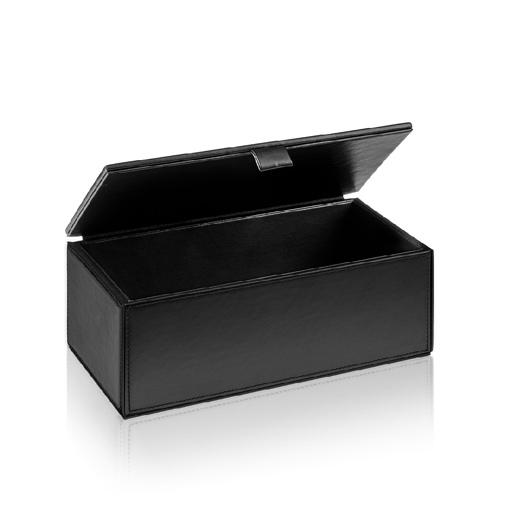 Box big with cover artificial leather black Brownie Decor Walther