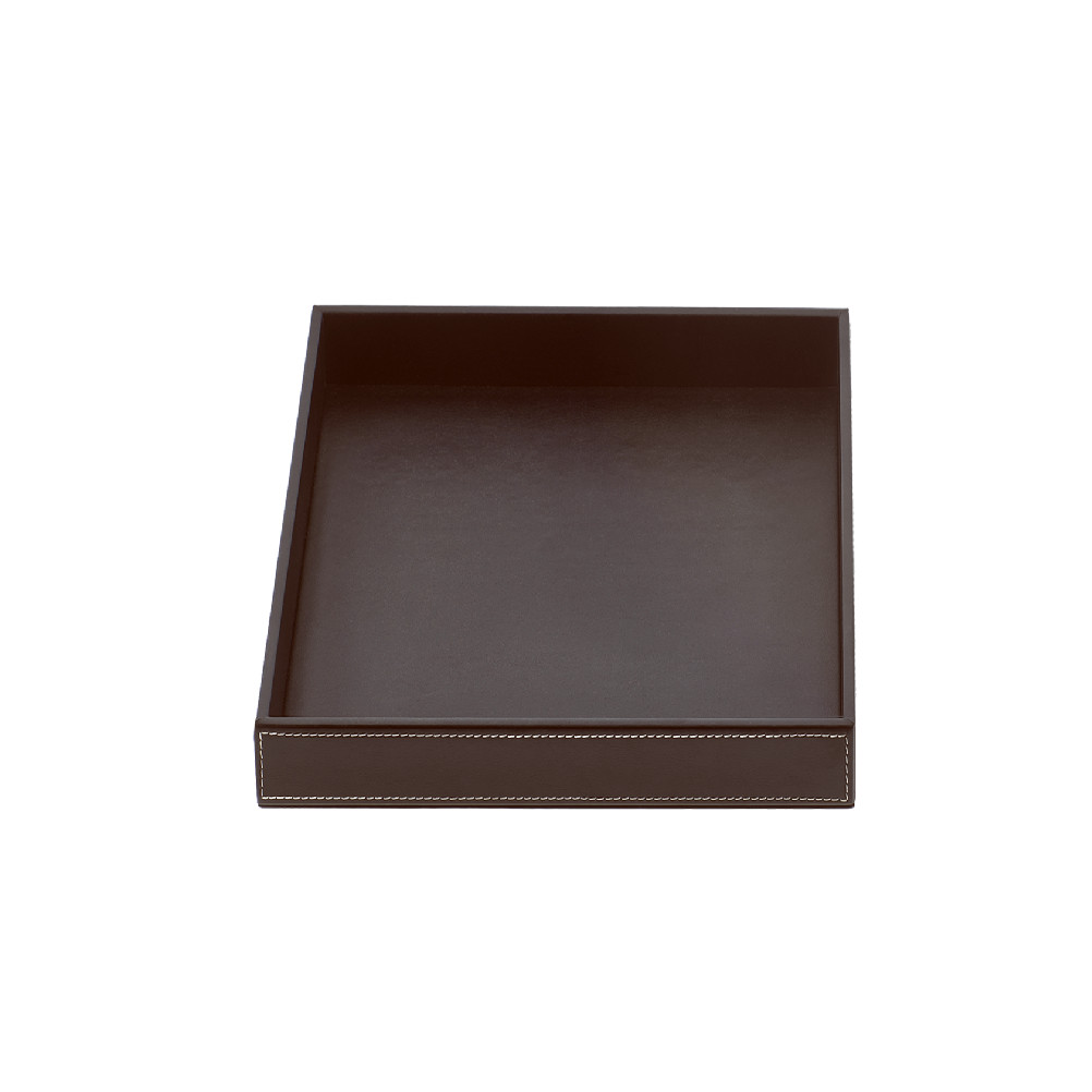 Tray quadratically artificial leather dark brown Brownie Decor Walther