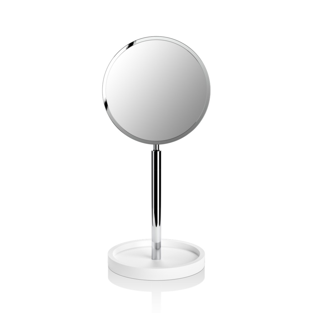 Cosmetic mirror with shelf white matt / chrome , 1-/4-x magnification Stone Decor Walther