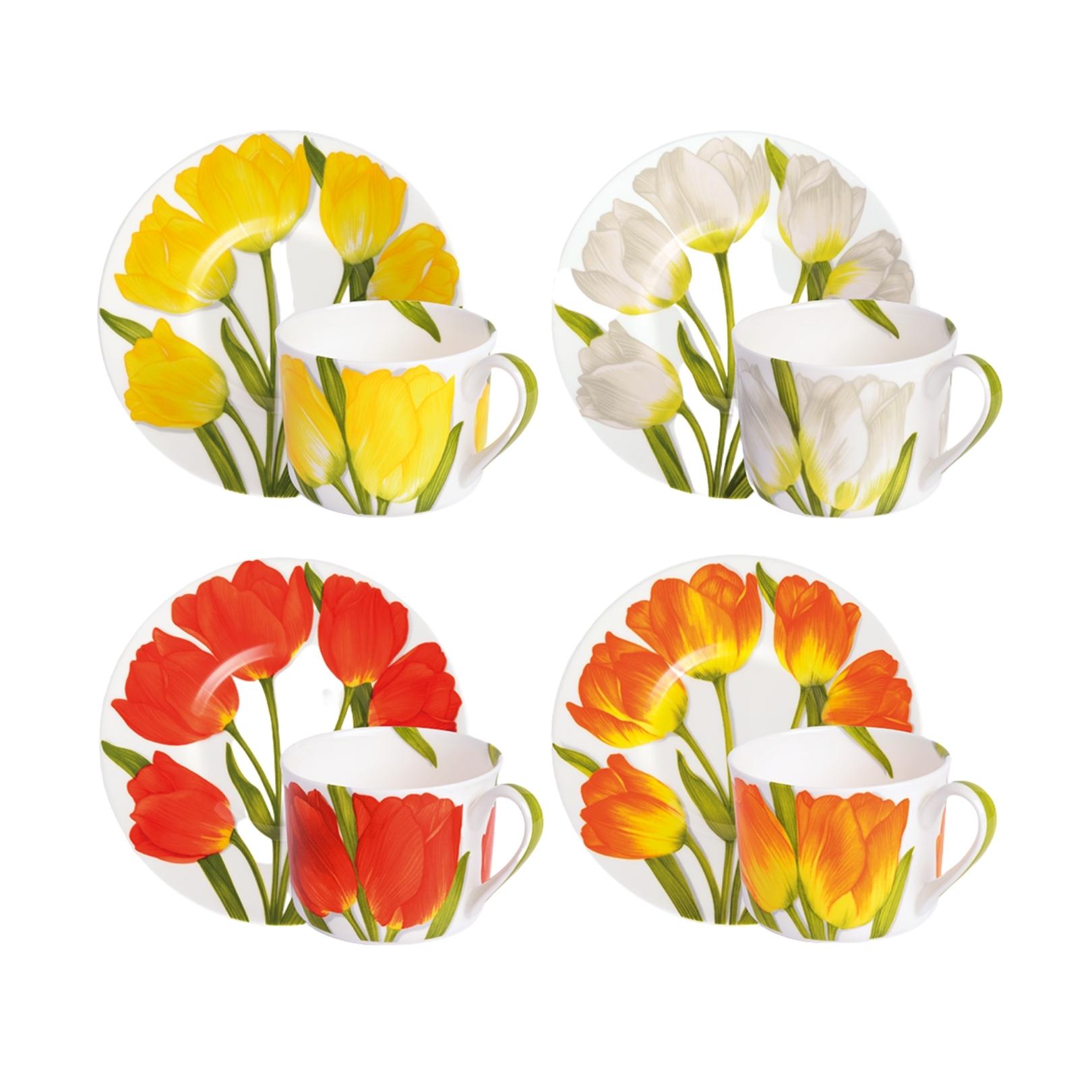 Set of 4 assorted Tea / espresso cups and saucers Freedom Taitù