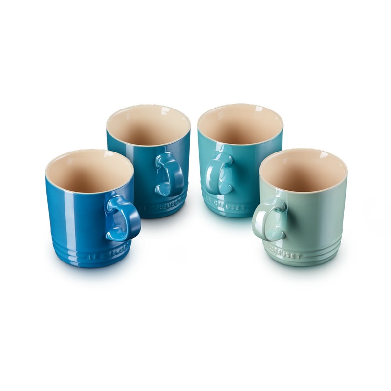 Stoneware Set of 4 Mugs Blue Le Creuset