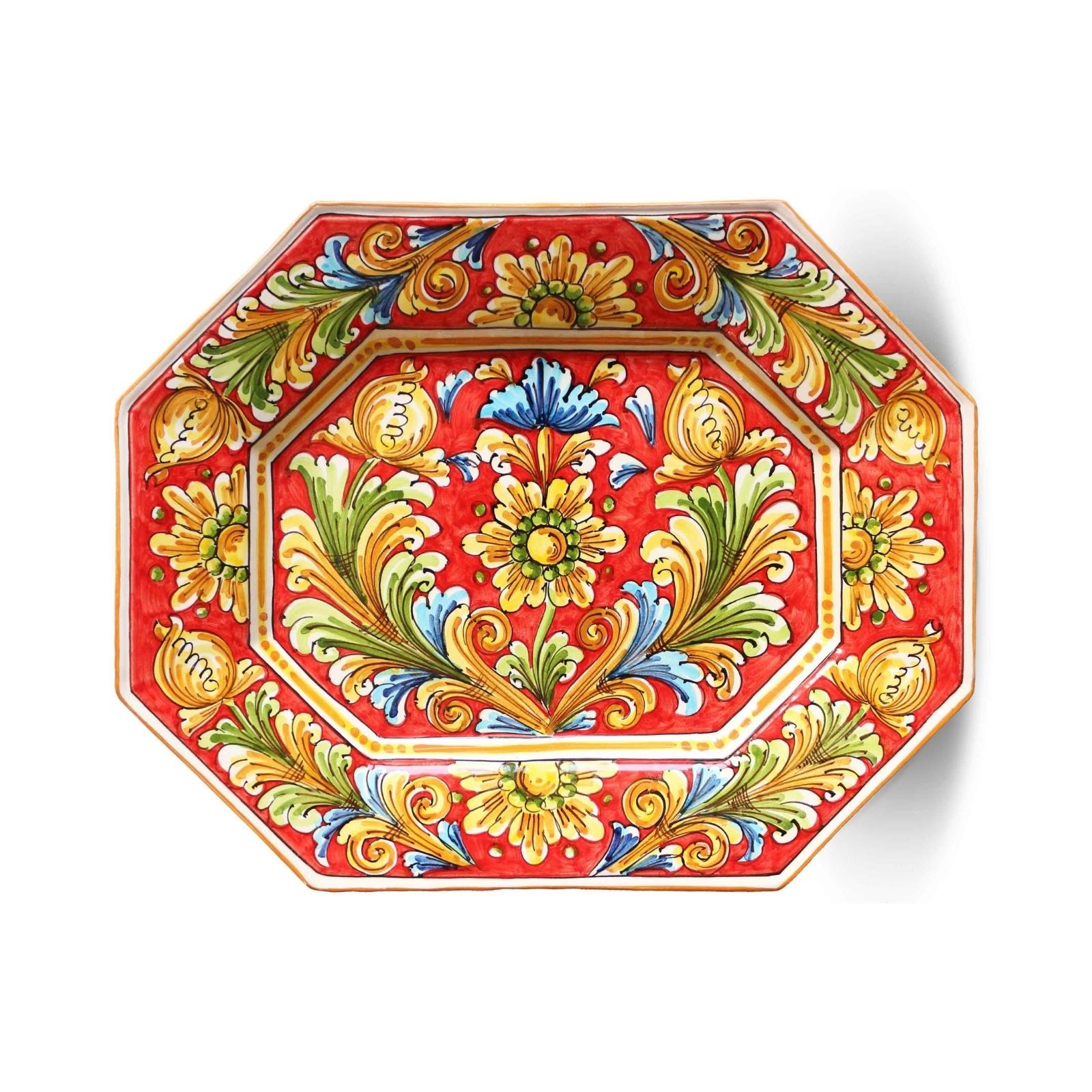Sicilian ceramic octagonal serving plate – Naro