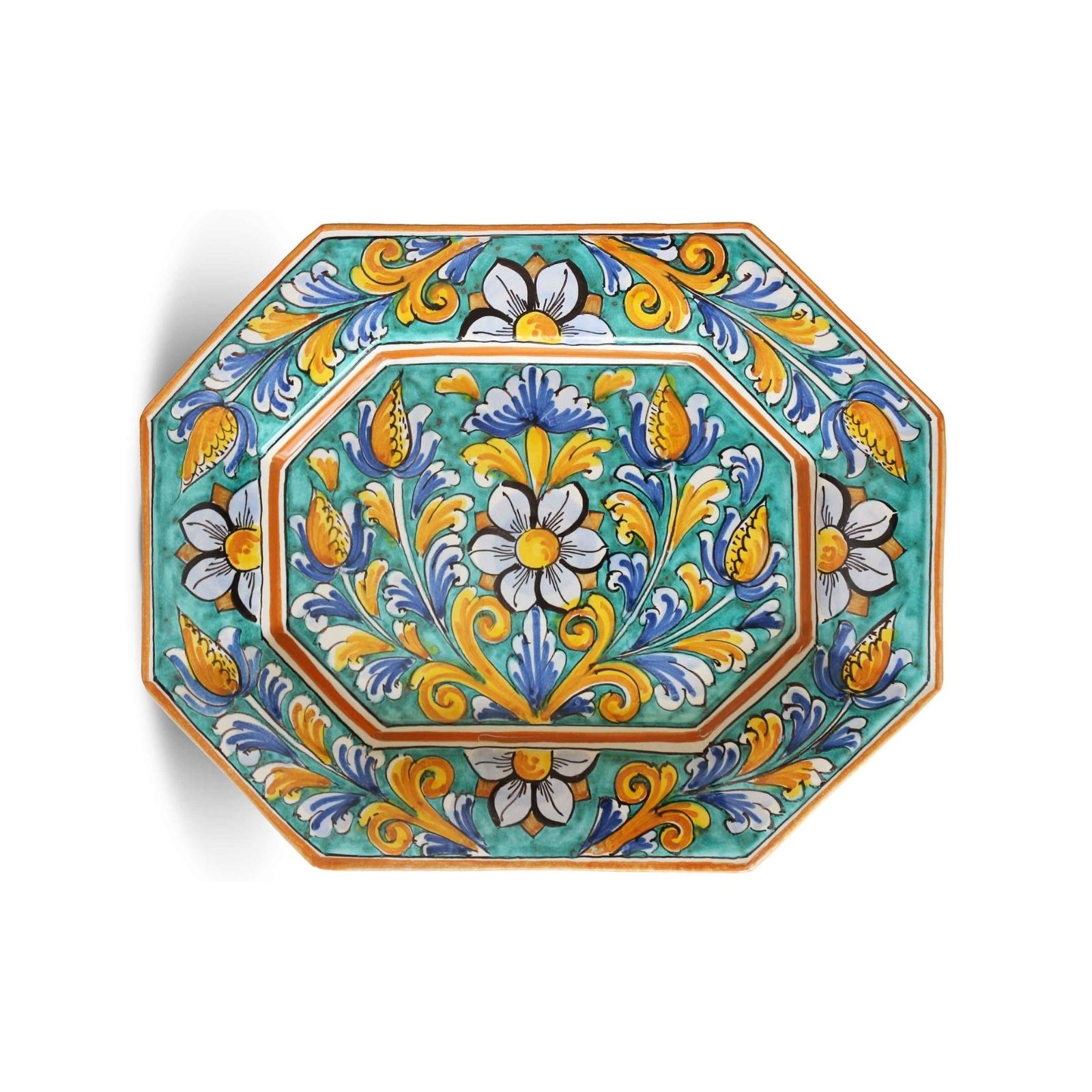 Sicilian ceramic octagonal serving plate – Trapani