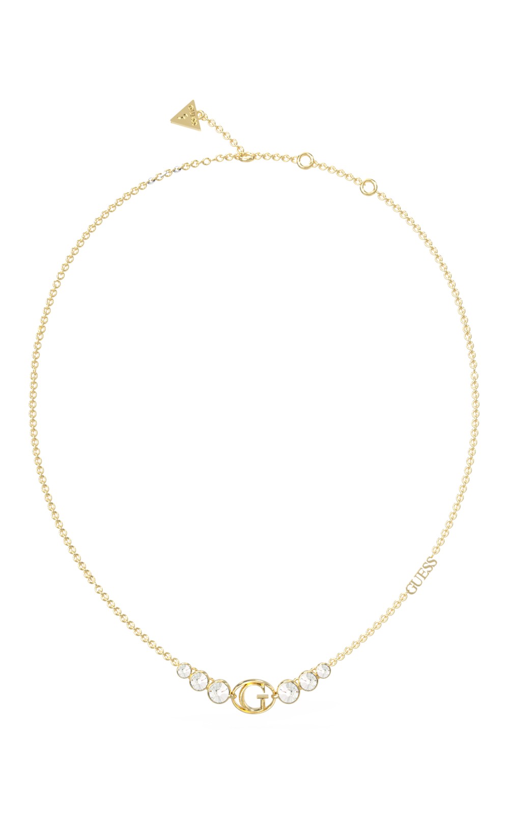 GUESS STEEL RIVOLI JUBN03357JWYGT/U Gold Necklace With White Stones And Logo