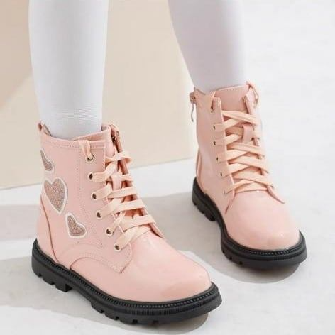 BOOTS DOREMI 23/24 MONOC. PATENT LEATHER WITH HEAR PRINT+SHOELACE GIRL