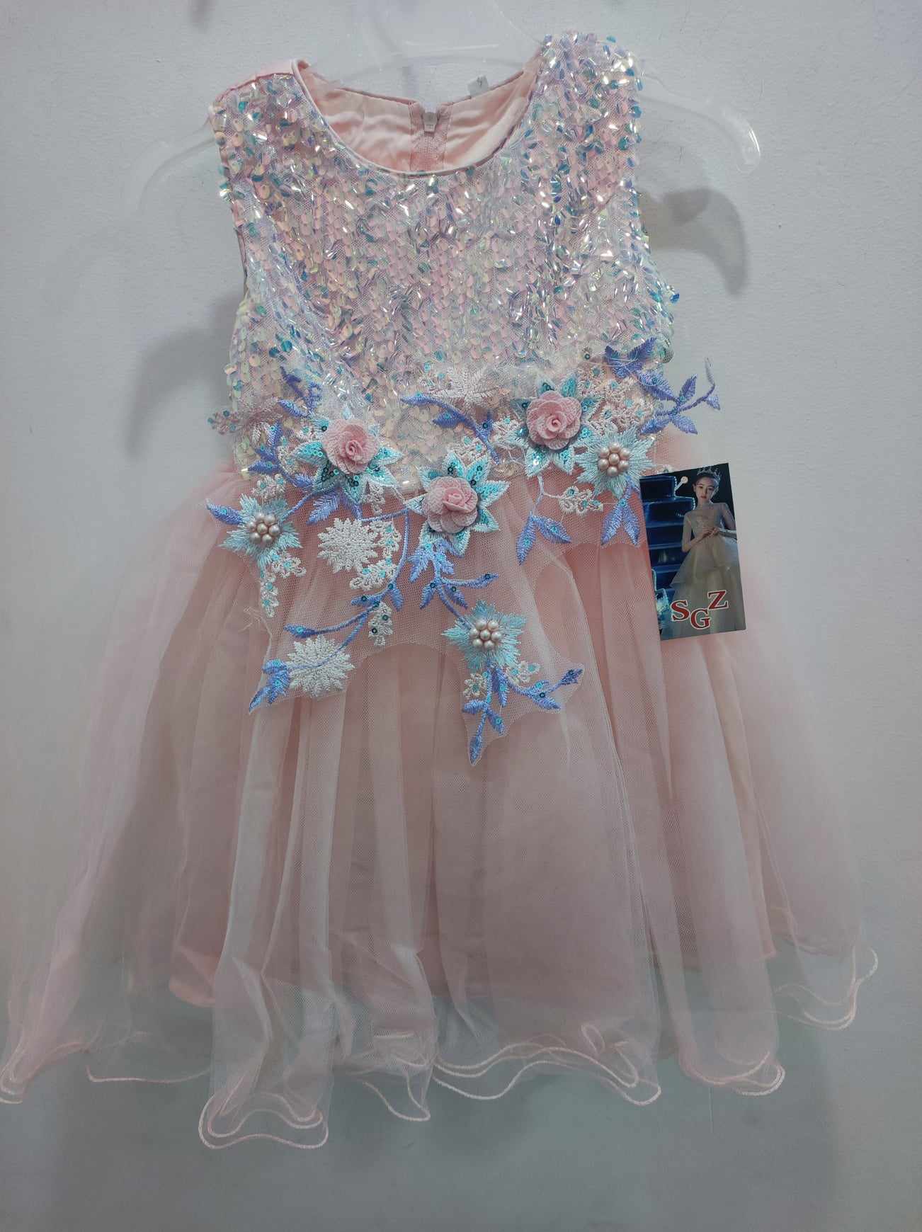 DRESS ITALY 23/24 MONOC. WITH SEQUINS AND FLOWERS
