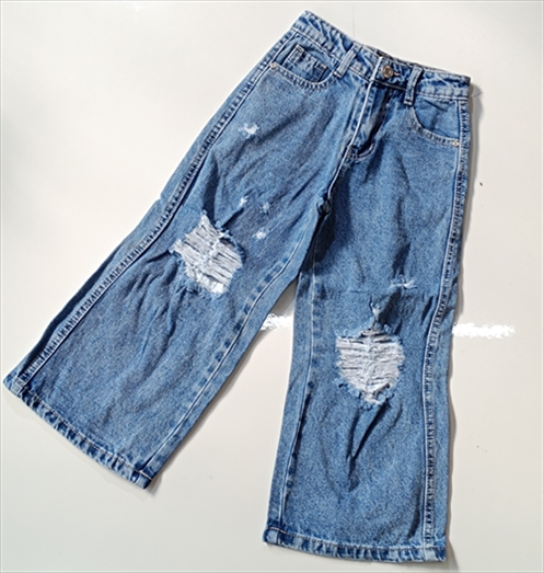 TROUSER MISS IMAGE 24/24 MONOC. WIDE LEG JEANS WITH RIPS GIRL
